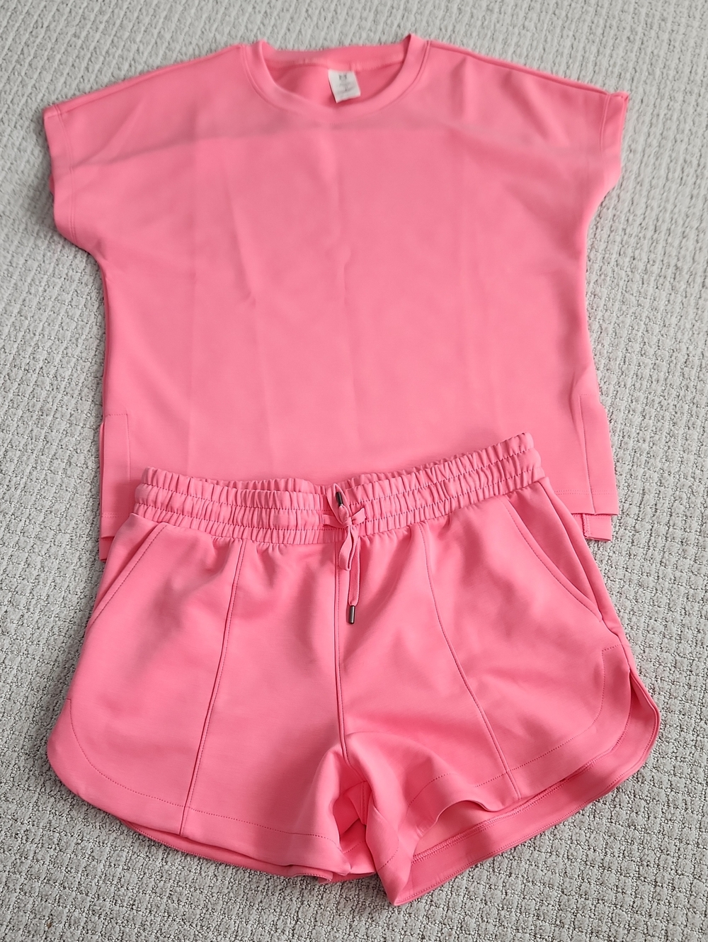 Pink Relaxed Tee & Drawstring Shorts Set